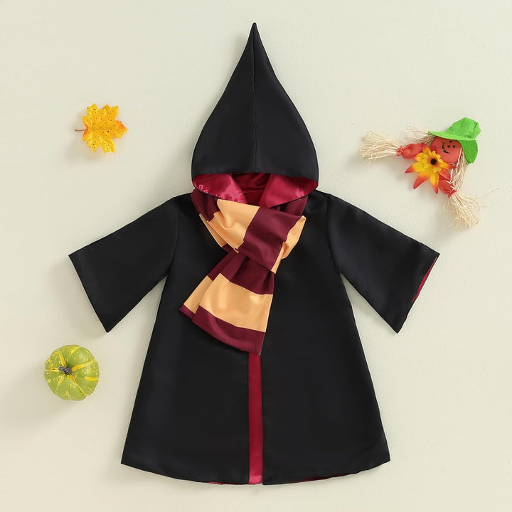Kids Toddler Baby Girl Boy Wizard Costume Long Sleeve Hooded Robe Infant Halloween Outfits