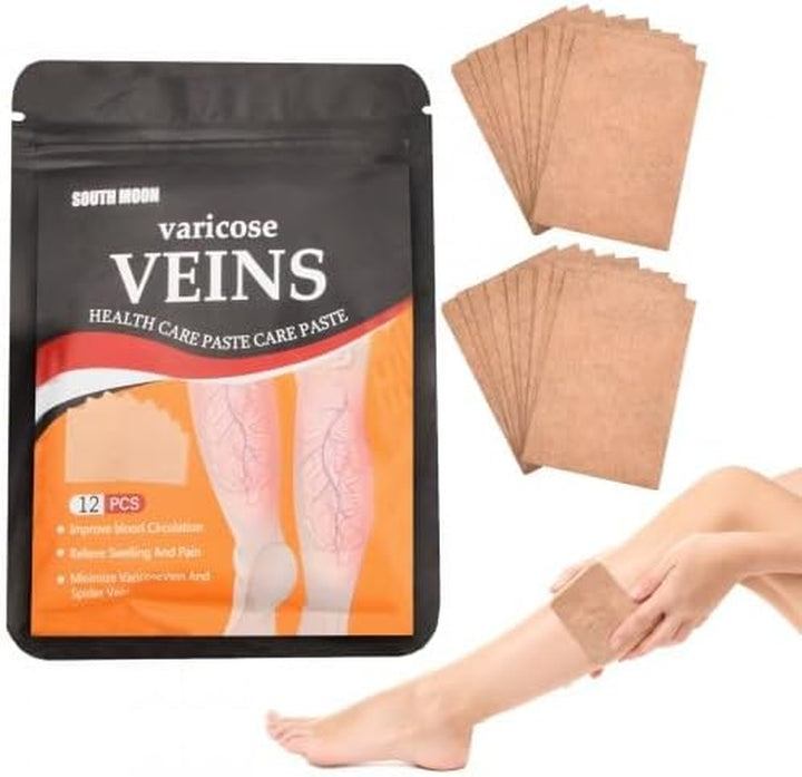 12Pcs Varicose Veins Treatment for Legs, Spider Veins Removal for Legs Treatment Patch, Natural Varicose Veins Patch Relief Leg Pain Strengthen Capillary Health & Improve Blood Circulation