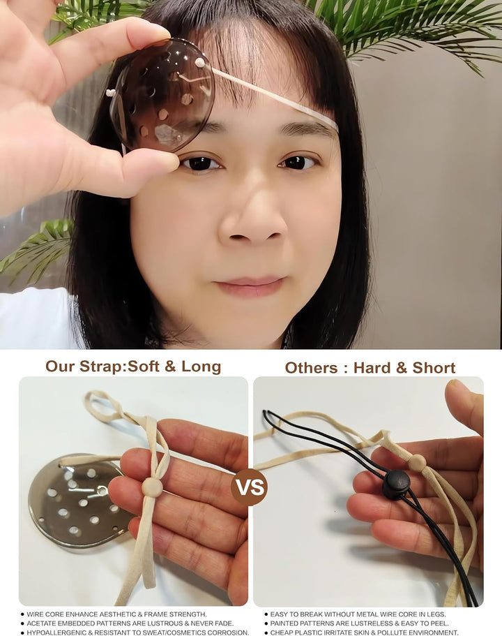 2Pcs Eye Shield after Cataract Surgery Dark Clear Plastic Shield with Brown Elastic Strap,Cataract Eye Protection Patch for Sleeping after Surgery,Reduce the Sensitivity of the Eyes to Light