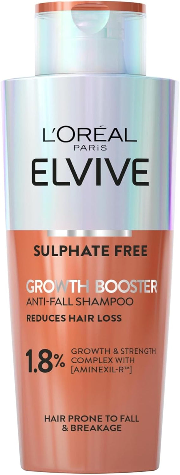 Elvive Growth Booster Shampoo, anti Hair Loss Shampoo, with Aminexil, Nianimacide and Ginger Extract, Reduces Hair Loss, 200Ml