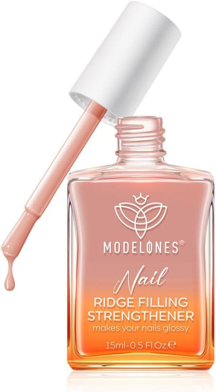 Nail Care 8 in One Ridge Filling Strengthener Treatment, Nail Polish Strengthener for Damaged and Weak Nails, Nail Hardener Extra Strong and Growth Smoothing Base Coat Clear Varnish 15Ml