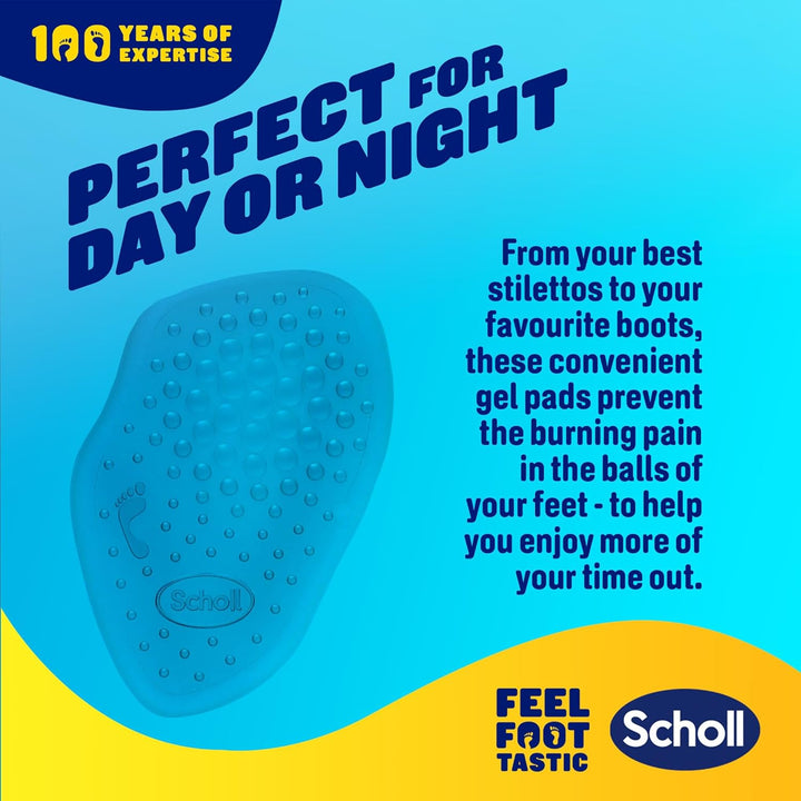 Scholl Party Feet Ball of Foot Gel Cushions with Gelactiv Technology, Non-Slip, Help Prevent Foot Pain - Suitable Most Shoes Including High Heels and Stilettos. Universal Size, 1 Pair of Cushions