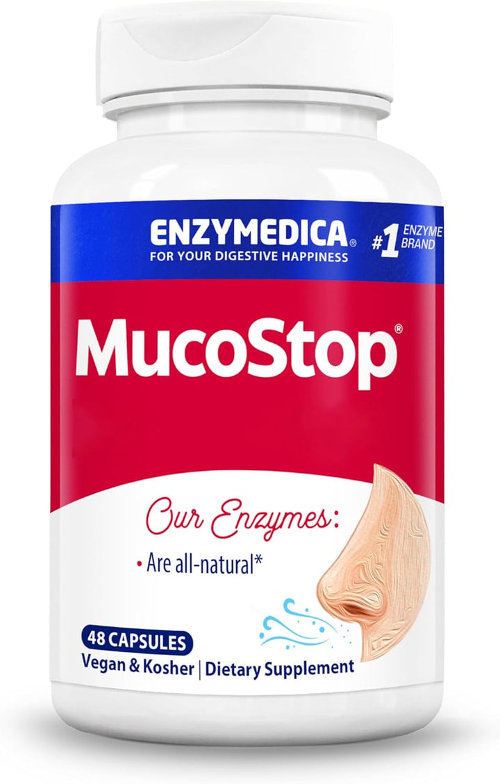, Mucostop, Enzyme Blend, 48 Vegan Capsules, High Potency, Lab-Tested, Vegetarian, Soy-Free, Gluten-Free, Non-Gmo