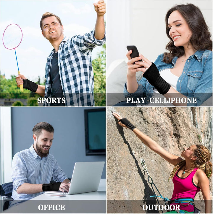 Wrist Brace, 2 Pack Elastic Wrist Support with Strap, Wrist Compression Wrap Adjustable Wrist Strap Relieves Wrist Pain, Tendonitis, Sports Use for Men and Women, Right & Left Palm Support Black