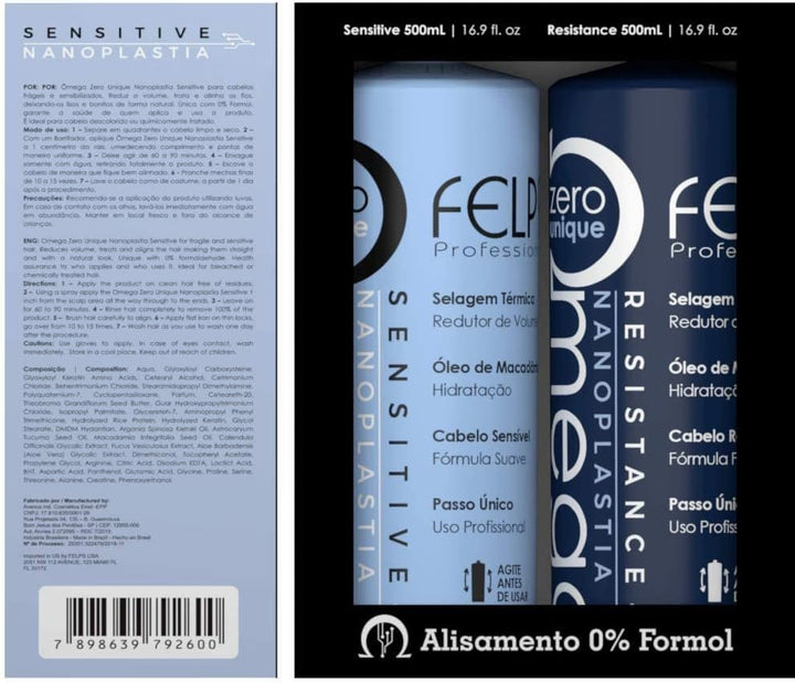 Felps Omega Zero Unique Nanoplastia Resistance & Sensitive Smoothing Duo Kit (2 X 1000 Ml)