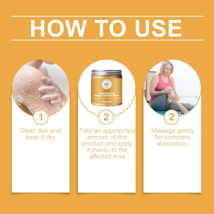 Pure Natural Ginger Herbal Balm, Organic Pure Natural Ginger Herbal Salve 4Oz, Organic Herbal Salve, Care Cream, Effective in Relieve Pain, Suitable for Adults and the Elderly (120Ml)