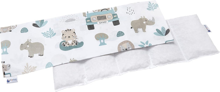 Cherry Stone Pillow 60X20Cm 800G 100% Cotton 5-Chamber Eco Natural Heat Pillow Cold Therapy Removable Pillowcase (Grid)