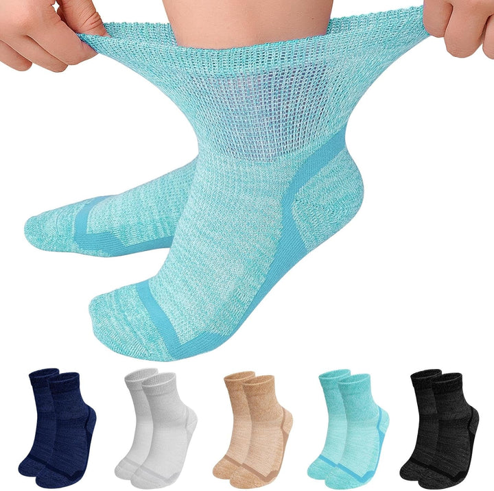Bamboo Diabetic Socks for Women: Extra Wide Top Ankle Socks for Men - Non Elastic Gentle Loose Seamless for Swollen Feet Size 6-11 5 Pairs