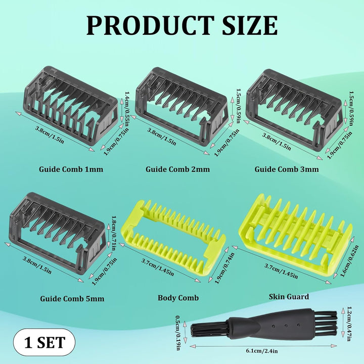 One Blade Replacement Head, 4 Guide Comb Attachments for One Blade, Professional Trimming Guards, Durable Design for Home and Barber Use