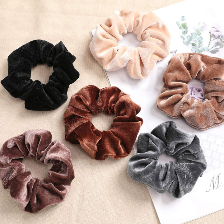 Scrunchies for Women, Premium Velvet Scrunchy for Hair, Solid Color Elastic Thick Bands, Soft Ropes Ponytail Holder Hair Accessories, 12 Pack