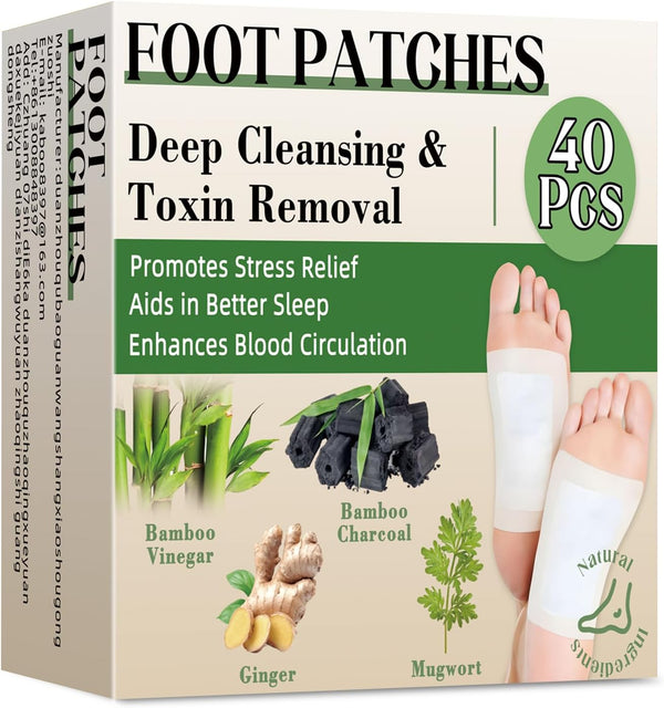 Detox Foot Pads, 40 Pcs 100% Natural Foot Detox Pads to Remove Toxins, Deep Cleansing, Stress Relief, Sleep Aid & Enhanced Blood Circulation (40 Pads)