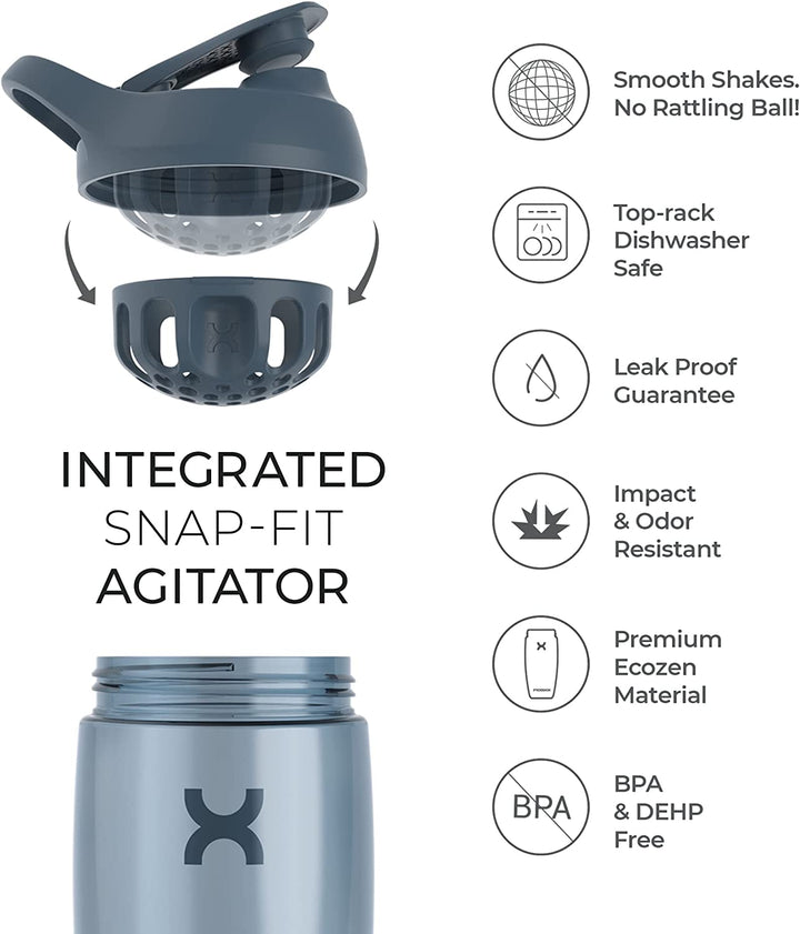 Pursuit Protein Shaker Bottle - Premium Shaker for Protein Shakes - Lifetime Durability, Leakproof, Odourless - 700Ml / 24Oz (Graphite Gray)