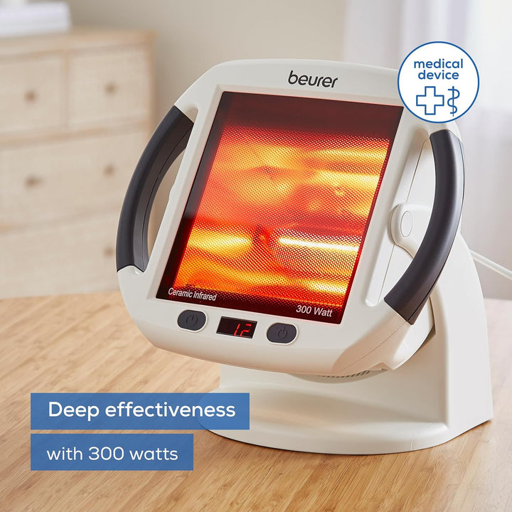 IL50 Infrared Heat Lamp, Soothing Heat for Colds and Muscle Tension, Infrared Light Therapy with 300 Watts, Improves Blood Circulation, 100% UV Blocker, Medical Device