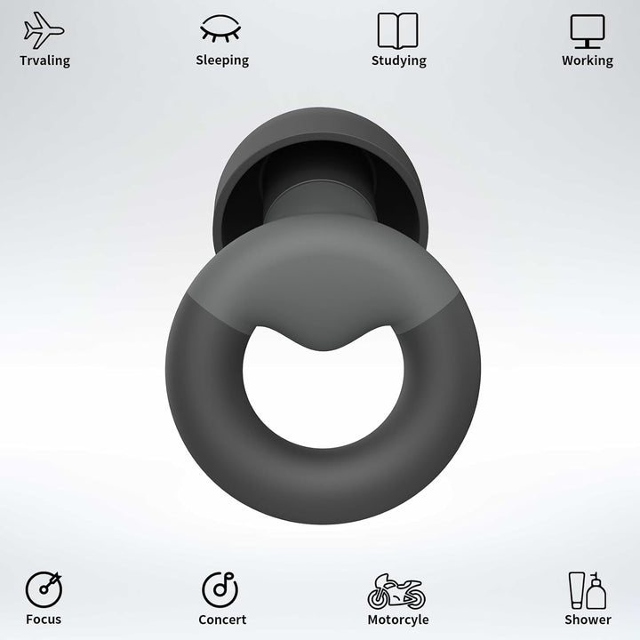 Ear Plugs for Sleeping, 2 Pairs of Reusable Earplugs for Noise Reduction 25Db-30Db with 8 Ear Tips, Soft Hearing Protection Earplugs for Concert,Noise Sensitivity, Study & Work