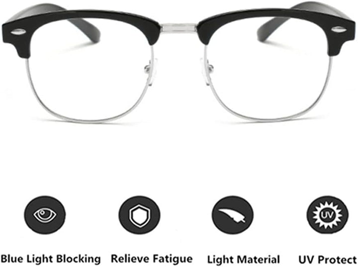 Blue Light Blocking Glasses Computer Reading Glasses Retro Eyeglasses Frame anti UV Transparent Lens anti Eye Fatigue Lightweight Fashion Professional Unisex for Smartphone Screens Computer TV