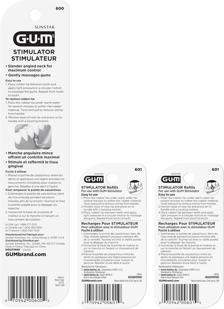 Stimulator Bundle, Permanent Handle with Rubber Tip to Massage and Strengthen and 2 Refill Packs, (Handle + 2 Refill Packs)