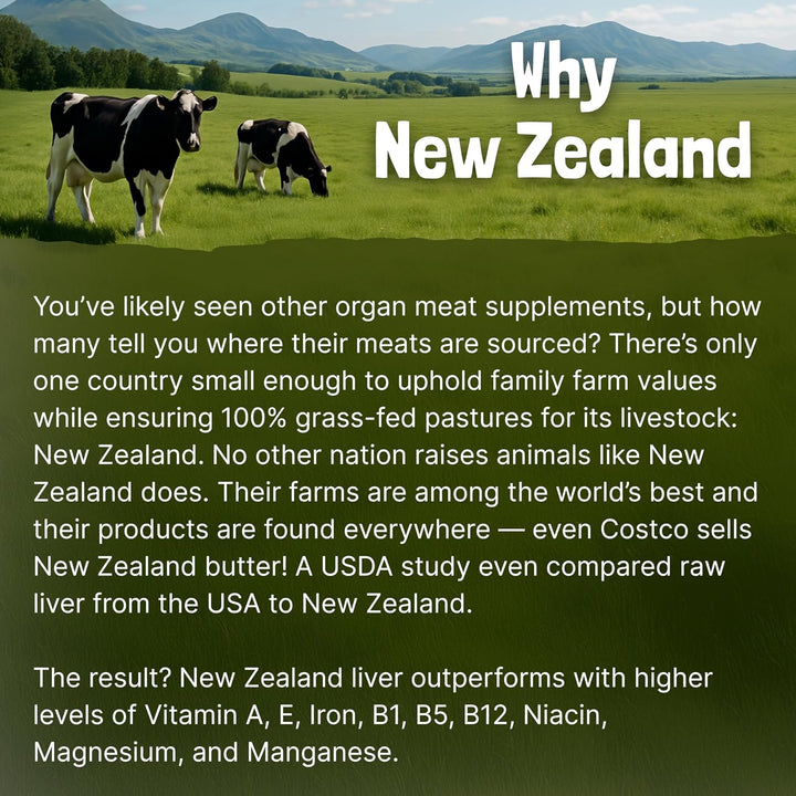 Grass Fed Beef Organs – (200 Count) Liver, Heart, Kidney, Pancreas, Spleen Supplement. Organ Meat Complex Sourced from New Zealand
