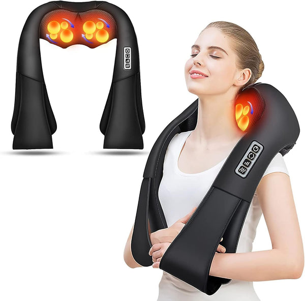 Shiatsu Neck and Shoulder Massager,  Back Massager with Heat, Deeper Tissue 4D Kneading Massage for Shoulder, Neck and Back, Use at Home, Office, Car - Birthday Gift for Women/Men/Mom/Dad