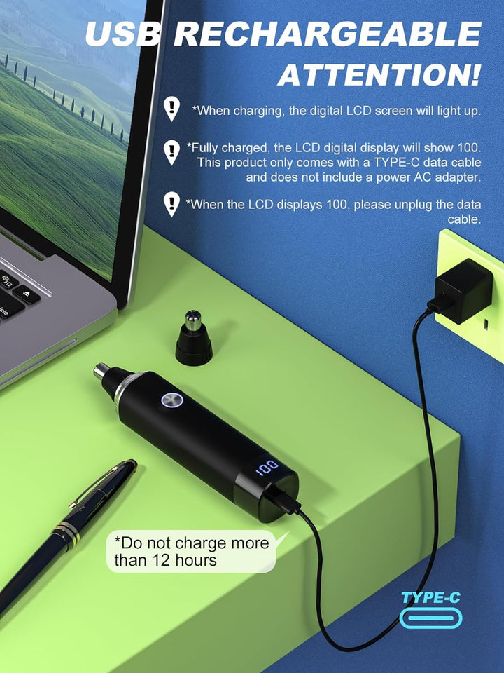 Rechargeable Nose Hair Trimmer for Men and Women, 2025 Upgrade, Painless USB Nose Trimmer,Facial Hair Removal, Easy to Clean, Dual Edge Blades, IPX7 Waterproof