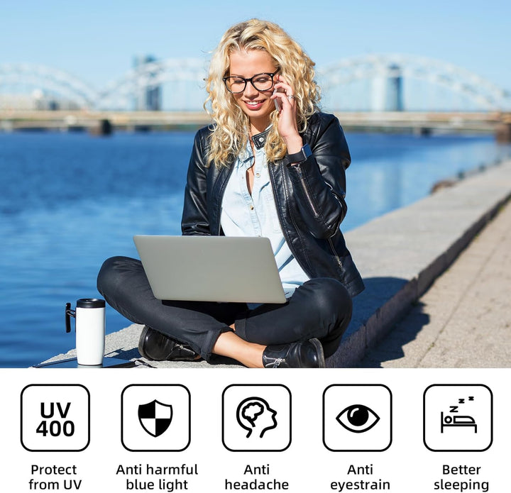 Blue Light Glasses Blue Light Blocking Glasses for Women Men Computer Screen Filter anti Headache Eyestrain Glare UV Gaming Glasses Lightweight Eyeglasses Non-Prescription