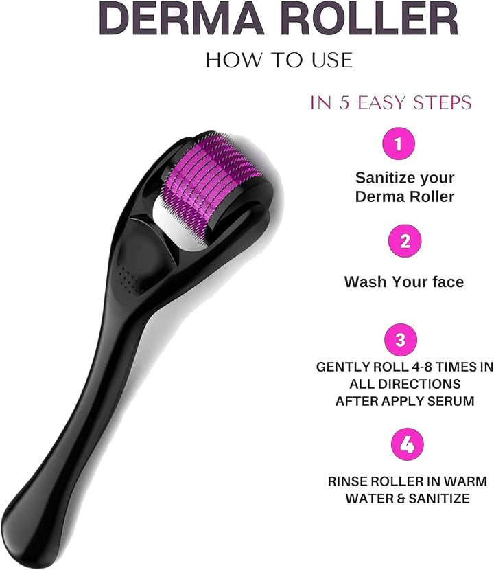 Derma Roller Hair Growth Men and Women, 540 Titanium Micro Needling Roller for Hair Growth, Beard Roller for Skin Care and Beard Growth,Universal with Carry Case (Derma 0.5Mm)