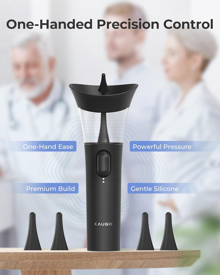 Ear Wax Removal Kit, One-Hand Control Ear Cleaner Earwax Remover, Manual Ear Irrigation Flushing System with 7M Water Pressure & Soft Silicone Tip, Safe Ear Cleaning Tool for Home Use
