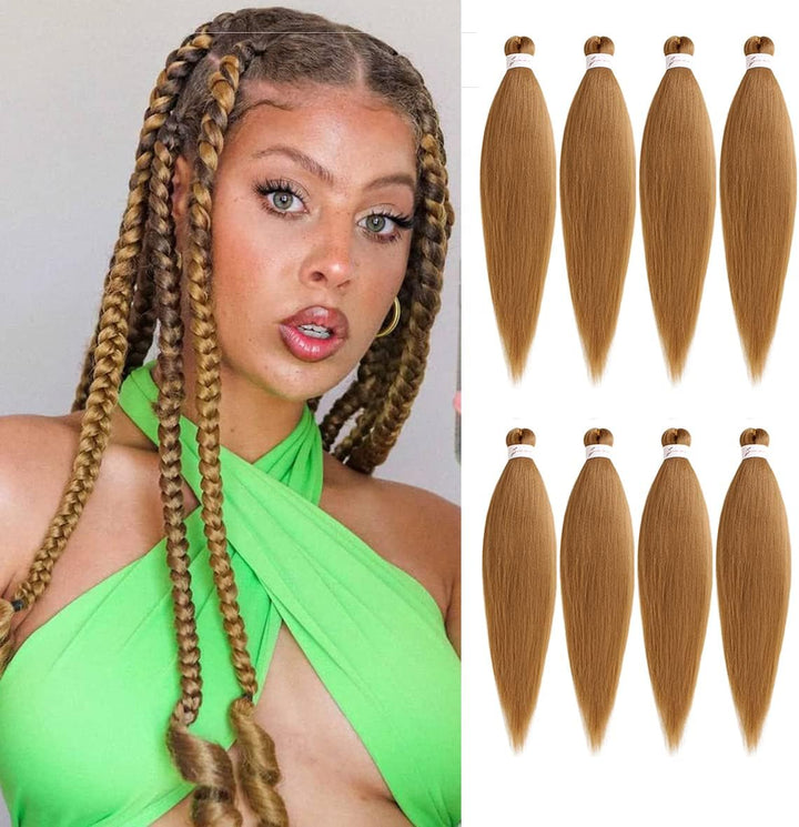 3 Packs Pre Stretched Braiding Hair Extension Yaki Texture EZ Braids Hair for Coi Leray Braids Black Braiding Crochet Hair Extensions /30 Inch 1B#