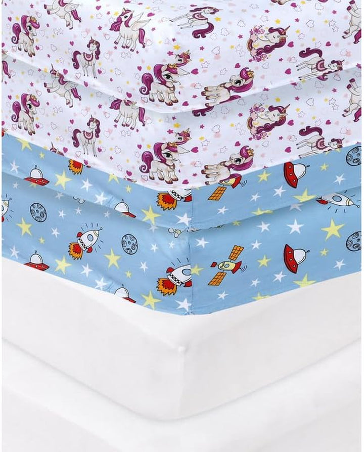 2 X Cot Bed Fitted Sheets, 60 X 120 Cm Easy Care Fine Quality Breathable Polycotton Cot Sheet (Sleeping Teddy-60 X 120Cm)