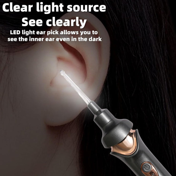 Vacuum Ear Wax Remover Suction, Ear Wax Cleaner, Electric Ear Suction Device with Led Light for Ear Wax Removal, Soft Prevent Ear-Pick Clean Tools Set (White)