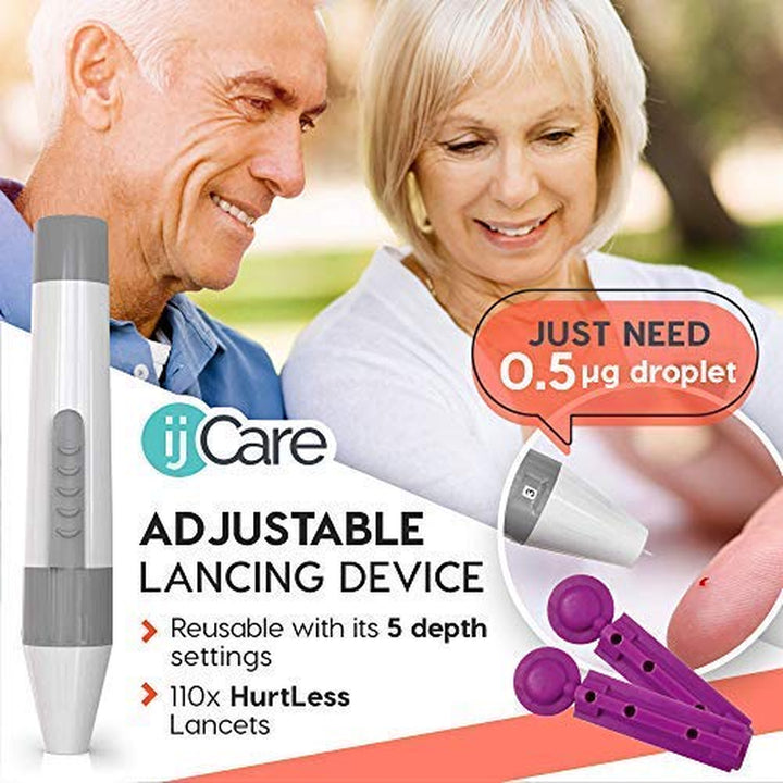 Oh 'Care Lite Diabetes Testing Starter Kit - Oh 'Care Lite Meter, 100 Oh 'Care Lite Blood Glucose Test Strips, 100 Lancets 30G, Lancing Aid, Control Solution, Operating Guide, Logbook & Carry Case