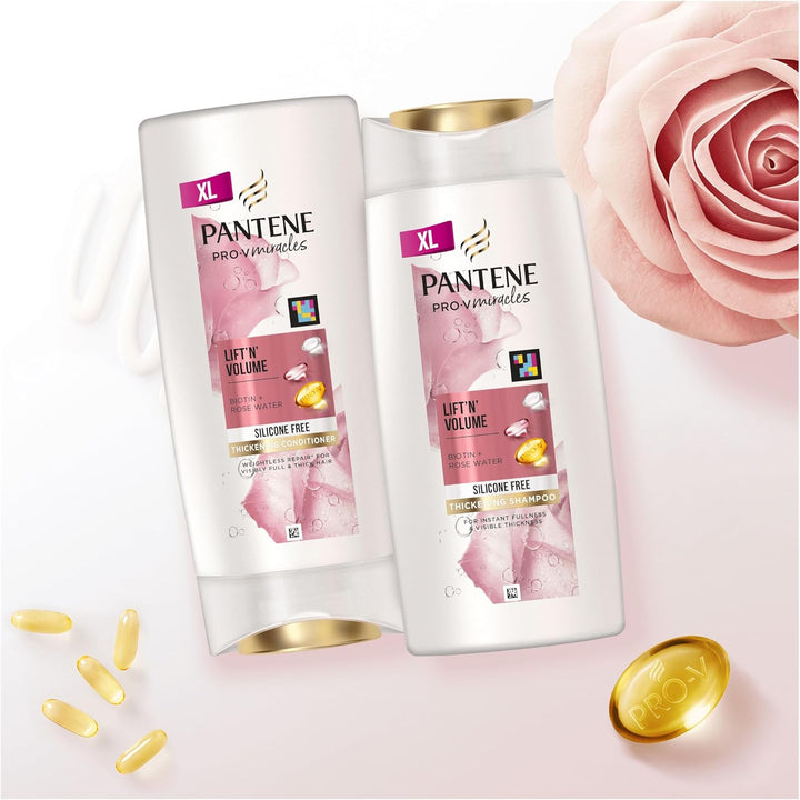 Lift'N'Volume Thickening Shampoo with Biotin, Silicone Free, 1000Ml XL Pump. Pro V Miracles Shampoo Enriched with Antioxidants. Visibly Fuller Hair