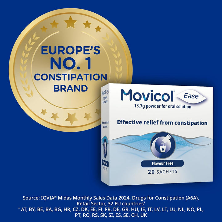 Ease Stick Sachets, Flavor Free, 20 Sachets, Constipation Relief for Adults, Laxatives, Relief, Hydrates, Softens & Help Restore Natural Bowel Movement