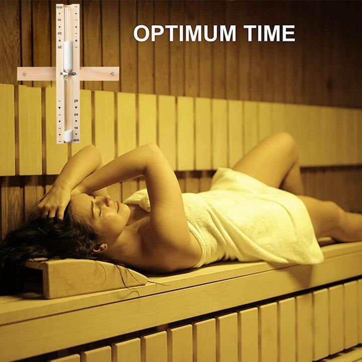 30-Minute Wooden Sauna Hourglass Timer - Rotating Sand Clock with Heat-Resistant Design for Sauna & Spa, Gym, Yoga, Bathroom | Wall-Mountable | Premium Glass & White Sea Sand