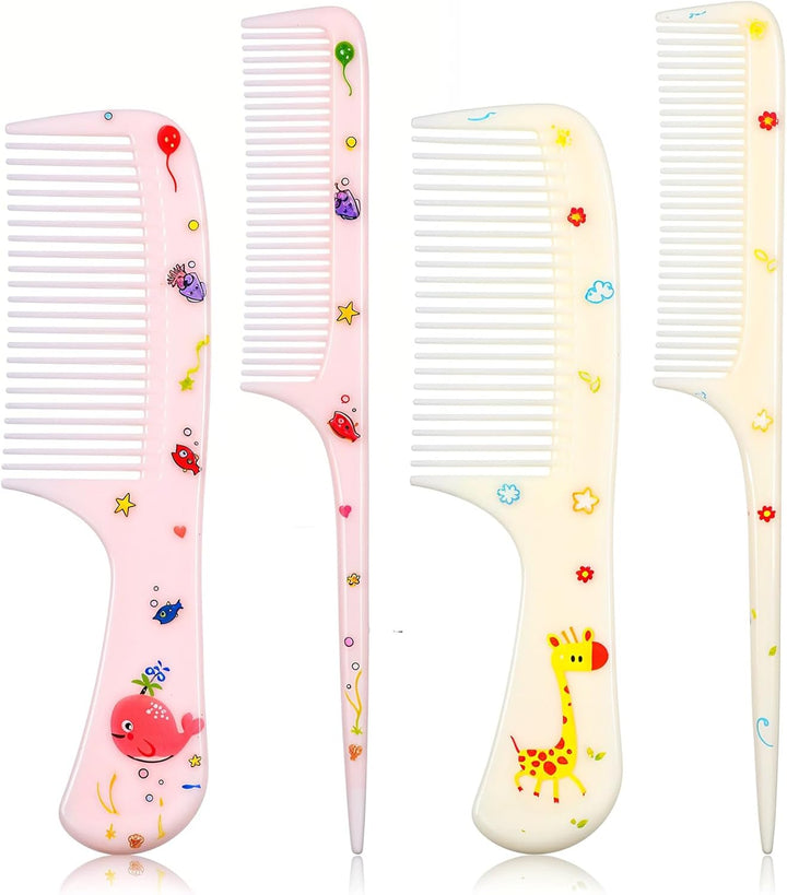 4Pcs Baby Hair Comb, Kids Hair Brush Set for Girls Boys, Cute Hair Comb Set Toddler Hair Brush, Mini Comb Rat Tail Styling for Toddler Child'S Hair(Style A)