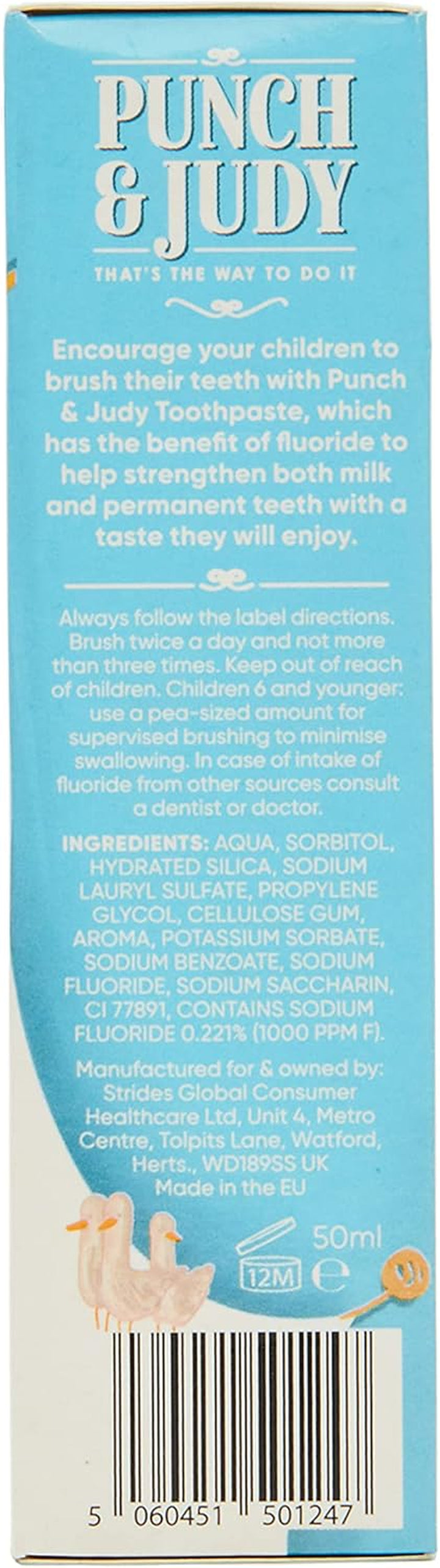 Punch & Judy Kids Toothpaste - Baby Strawberry Flavour, 0-2 Years, Fluoride, Sugar Free 50Ml (Pack of 1)