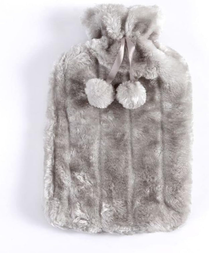 Hot Water Bottle | Cover Only | Thick Soft Fluffy Cover for 2L Hot Water Bag for Hot and Cold Compress Hand Feet Warmer Neck and Shoulder Pain Relief Extra Thick (Gray)