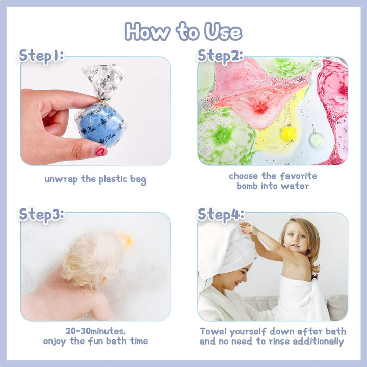 Bath Bombs for Kids, 12Pcs Bath Bombs with Surprise Crystal Toys Inside, Handmade Natural and Organic Bubble Bath, Birthday Christmas Easter Gift for Girls and Boys