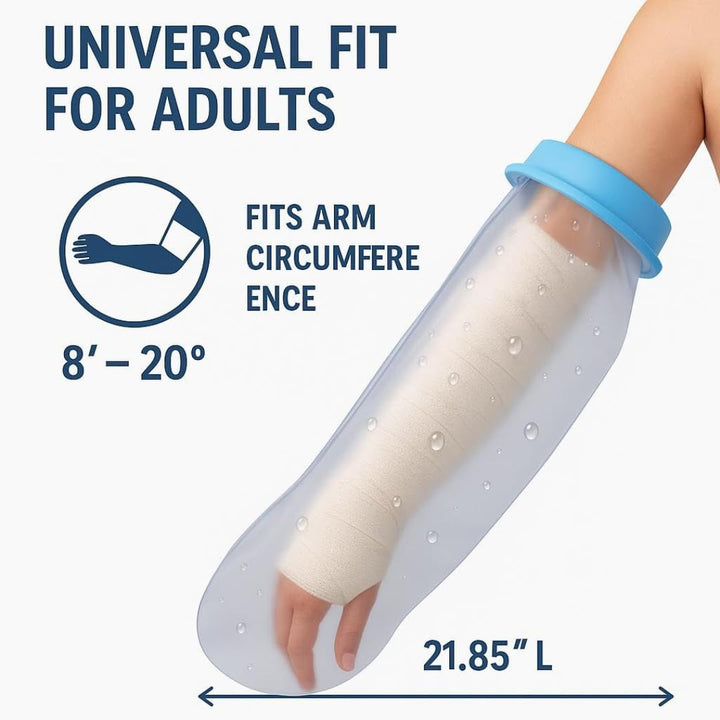 Waterproof Cast Cover Arm Reusable Silicone Adult Plaster Cast Waterproof Cover Arm for Shower Protect Wrist Elbow Wound Bandages Burns & Surgeries Comfortable & Easy to Use One Size Fits Most