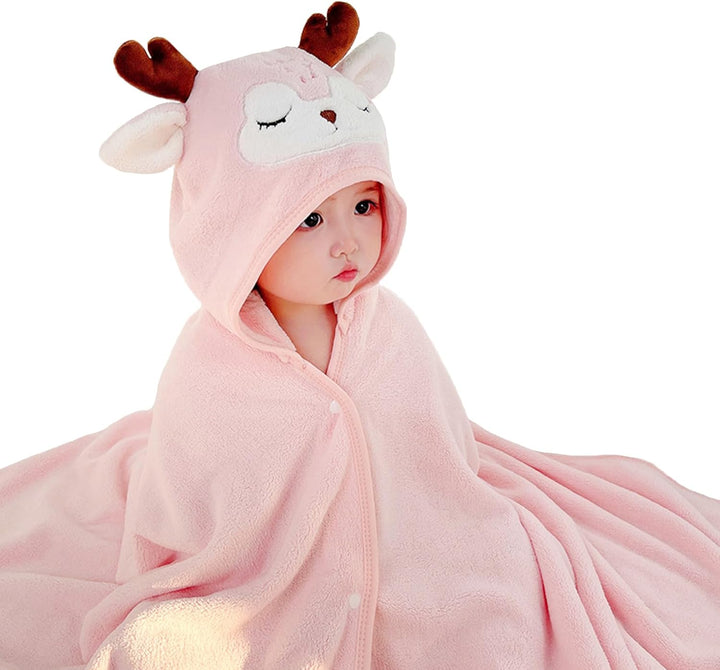 Hooded Baby Towel, Baby Bath Towels with Hood,Unique Animal Design Baby Towel with Hood Soft Absorbent Baby Bath Towels, for Newborn Baby Boy and Girl (White)