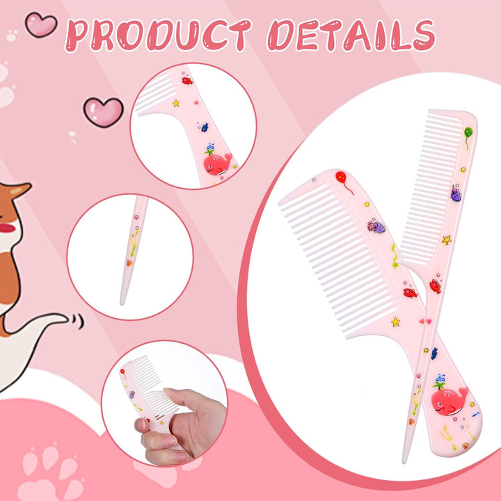 4Pcs Baby Hair Comb, Kids Hair Brush Set for Girls Boys, Cute Hair Comb Set Toddler Hair Brush, Mini Comb Rat Tail Styling for Toddler Child'S Hair(Style A)