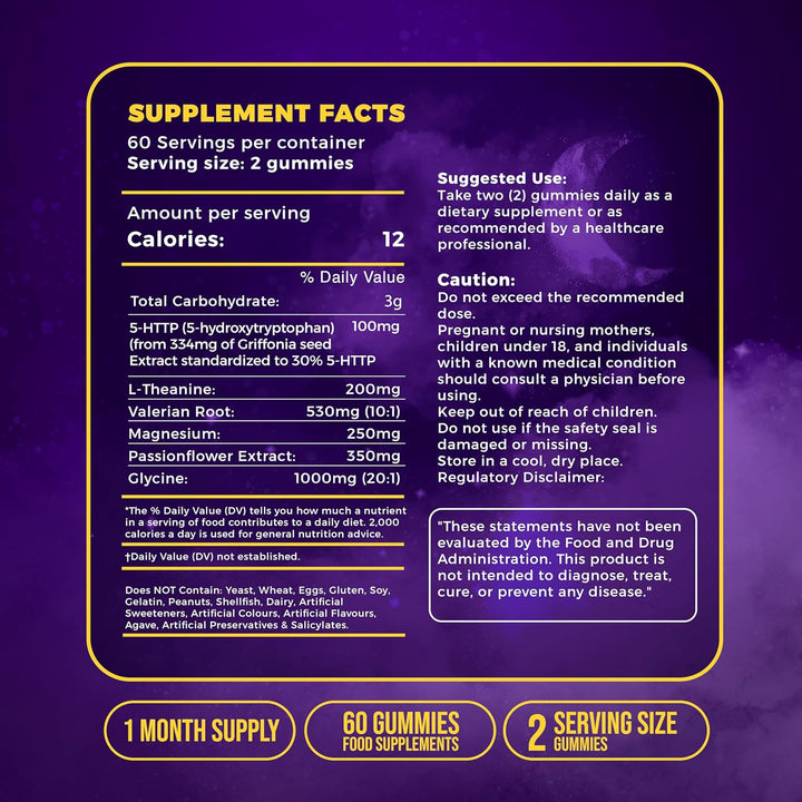 Melatonin Gummies Alternative X60 | Melatonin Gummies Precursor Sleep Aid | Deepsleep Formula Valerian Root, 5-HTP, Magnesium Glycinate, L-Theanine, Dark Fruit | Potent Melatonin Gummy Alternative