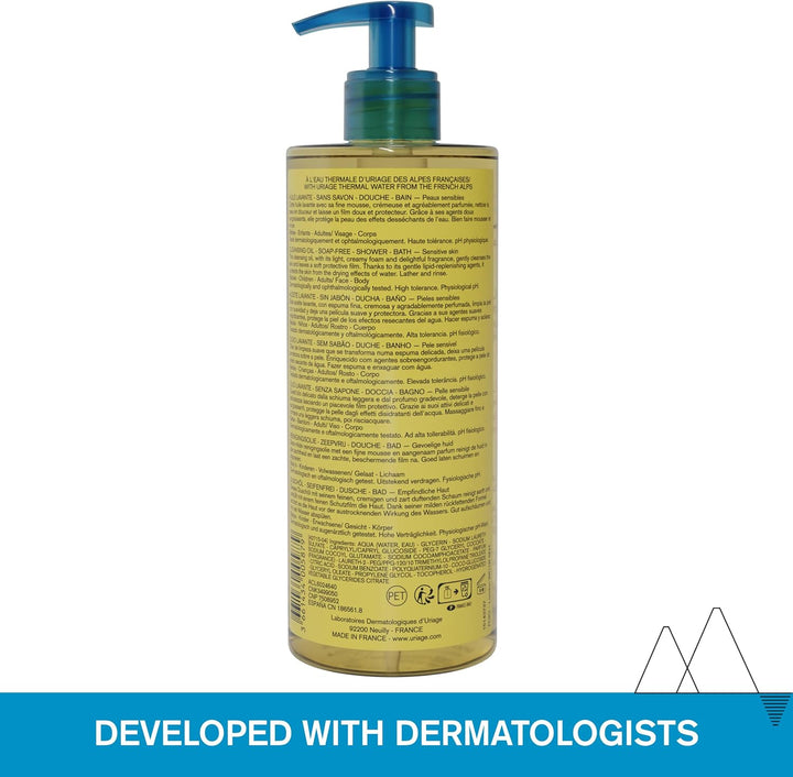 Cleansing Oil 1L - Body & Face - Sensitive Skin - Cleanses, Nourishes, Prevents Dryness - with Gentle Superfatting Agents Leaving a Soft, Protective Film on the Skin