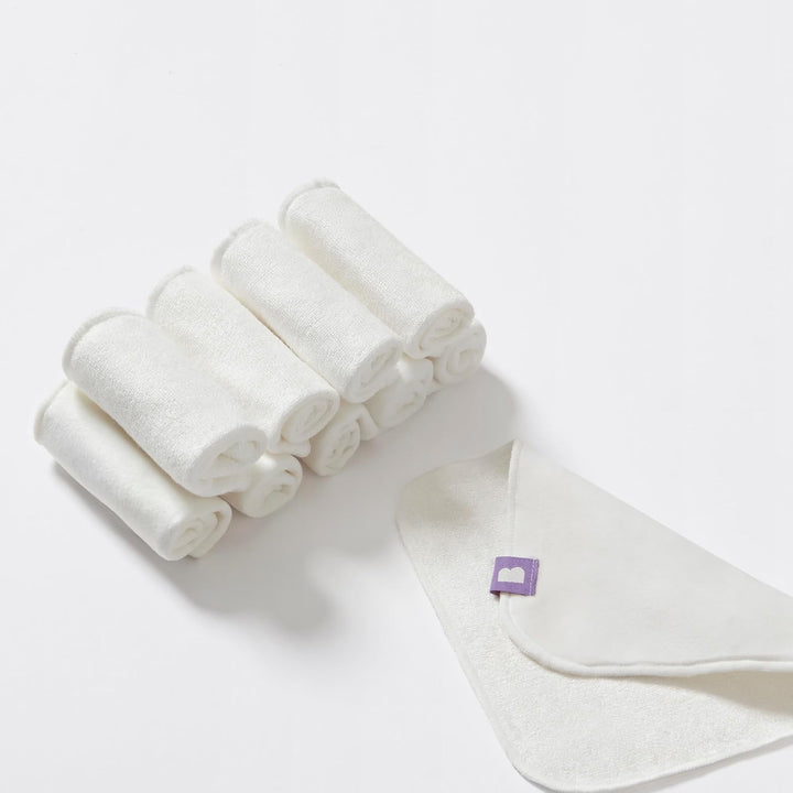 , Reusable Baby Wipes - Everyday Pro - Sustainable and Chemical-Free, Double-Sided Washable Wipes, Pack of 10, Snow - Packaging May Vary