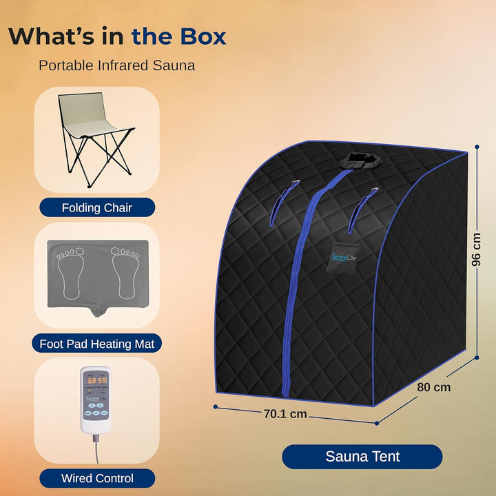 , Sauna, Home Sauna Tent, Portable Sauna, Infrared Sauna, Home Steam Sauna, Steam Room, Sauna Bag, One Person Indoor Sauna Box with Heating Foot Pad, Portable Chair and Remote Controller
