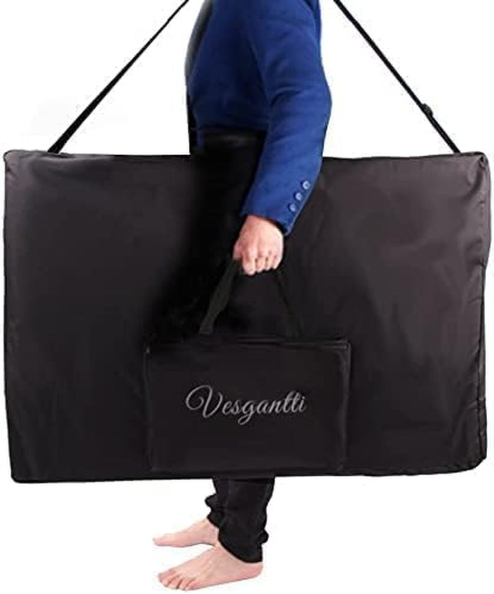 Portable Massage Bed Table - 3-Section Aluminum Foldable Beauty Couch for Reiki Therapy Treatment Salon Healing - Metal Headrest Support/With Carry Bag (Black)