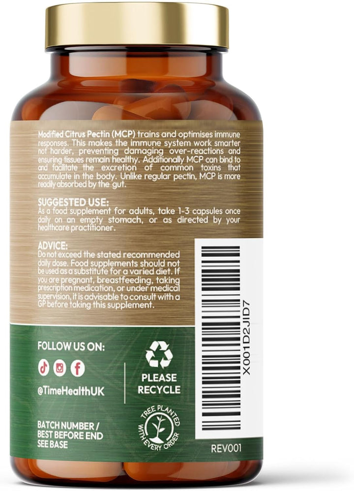 Modified Citrus Pectin (MCP) – over 90% Galacturonic Acid – Naturally Derived from Lemon – Vegan – UK Made Supplement – Zero Additives (60 Capsule Pouch) (60 Capsule Pouch)