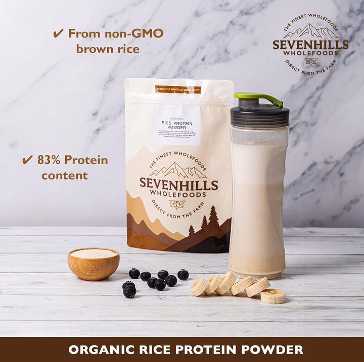Organic Brown Rice Protein Powder 1Kg - 84% Protein Content, Vegan, Natural, Plain & Unsweetened, Dairy Free, Gluten Free, Plant Based, No Additives or Preservatives, Non-Gmo