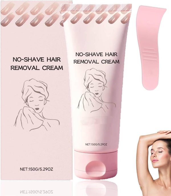 No Shave Hair Removal Cream with Scraper, 150G Hair Removal Cream for Sensitive Skin, Gentle Formula with Shea Butter, Fast and Painless Depilation for Legs, Arms, and Bikini Area, Women and Men