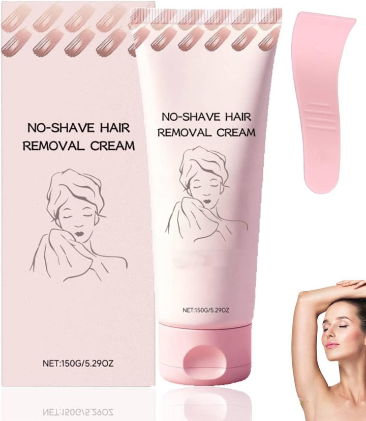 No Shave Hair Removal Cream with Scraper, 150G Hair Removal Cream for Sensitive Skin, Gentle Formula with Shea Butter, Fast and Painless Depilation for Legs, Arms, and Bikini Area, Women and Men
