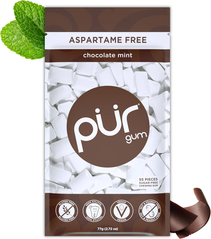 | Sugar Free Chewing Gum | Made with Xylitol | Vegan, Aspartame Free, Gluten Free & Keto Friendly | Natural Spearmint Flavoured Gum, 55 Pieces (Pack of 1)